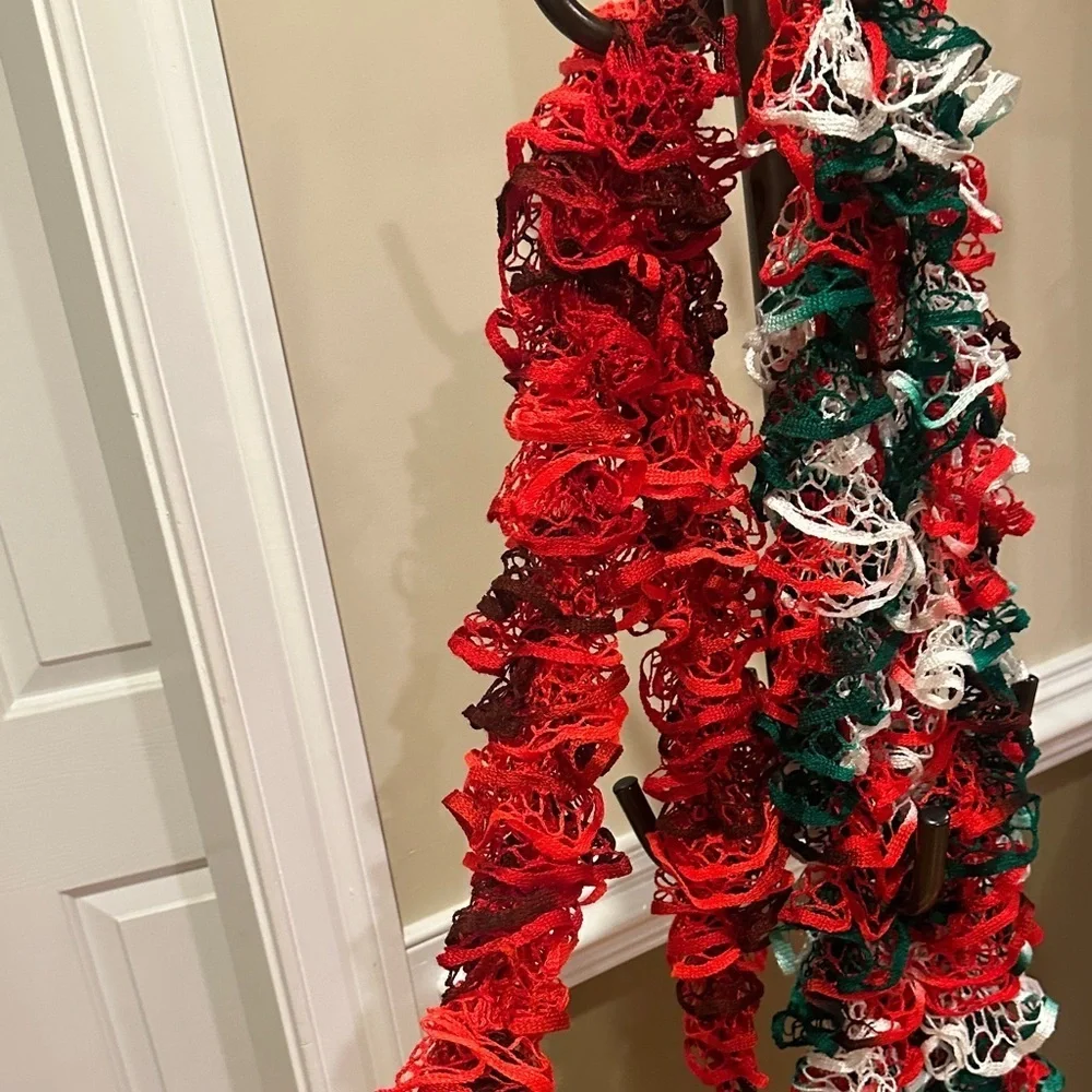 Festive Red, Green, and White Knit Scarf